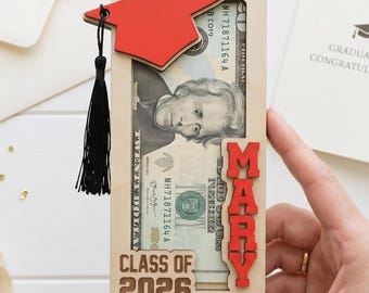 Daughter Graduation Gift, Personalized Wooden Grad Money Holder, Cash Keepsake for High School College Senior Class of 2026