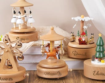 Personalized Wooden Train Music Box, Engraved Baby Name Music Box, Baby Shower Gift, Newborn Gifts, Keepsake Gift for Kids, Christmas Gifts