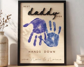 New Dad Handprint Sign from Baby, Custom Wooden Plaque, First Father's Day Sweet Family Keepsake Gift for Daddy, Nursery Wall Decor Art