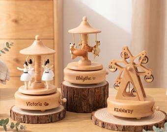 Caja de música de madera hecha a mano, diseño personalizado de bailarina, regalo para bebé grabado a medida, recuerdo para niños, caja de recuerdos para la habitación infantil, regalo para baby shower