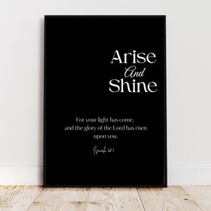 Arise Shine, Jesaja 60: 1, Bibel Vers Wandkunst, Wohnkultur, moderne Schrift Wandkunst,