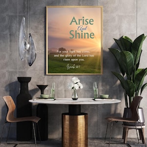 Arise Shine, Jesaja 60: 1, Bibel Vers Wandkunst, Wohnkultur, moderne Schrift Wandkunst,