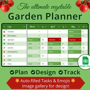Le planificateur ultime de potagers pour tableur Google - Calendrier de semis et de plantation, conception de jardin, calendrier de plantation et liste de choses à faire