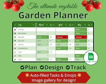 The Ultimate Vegetable Garden Planner for Google Spreadsheet - Sowing and planting schedule, garden design, Planting calendar and to-do list