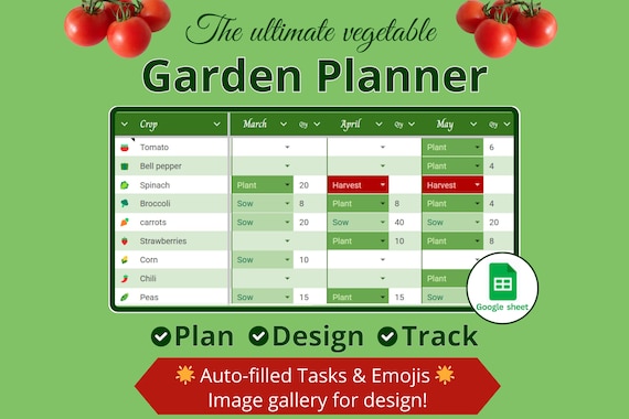 The Ultimate Vegetable Garden Planner for Google Spreadsheet - Sowing and planting schedule, garden design, Planting calendar and to-do list