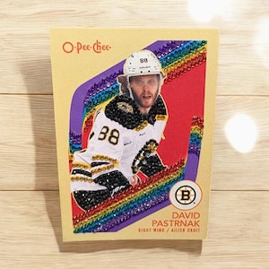 David Pastrnak - Boston Bruins - Carta da hockey retrò decorata