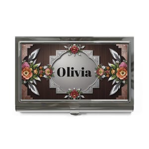 Floral Business Card Holder - Elegant Professional Gift for Women, Office Desk Accessories, Floral Desk Organizer, Feminine Business Gift,