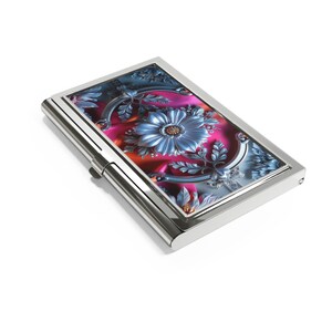 Porte-cartes de visite floral élégant, Porte-cartes professionnel, Porte-cartes floral, Cadeau de réseautage professionnel, Accessoire élégant