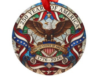 Acrylic Ornament, 250 Years America Keepsake, Patriotic Holiday Decor, Unique Gift, Decorative Hanging Decoration, Commemorative Christmas