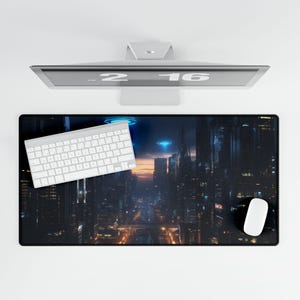 Futuristic Desk Mats, Gaming Mouse Pad, Office Decor, Cyberpunk Home Accessories, Unique Desk Gifts, Modern Workspace Essentials