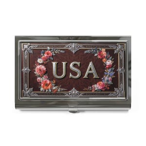 Porta biglietti da visita floreale - Regalo personalizzato per professionisti, arredamento per ufficio, eventi di networking, design USA, elegante e pratico