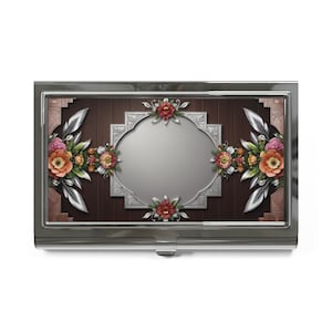 Porte-cartes de visite floral - Élégant, professionnel, cadeau pour femme, décoration de bureau, porte-cartes de visite, organiseur de bureau, cadeau de bureau,