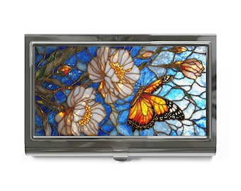 Porte-cartes de visite en vitrail, Organiseur de bureau, Décoration de bureau, Support fait main, Cadeau unique, Art du verre