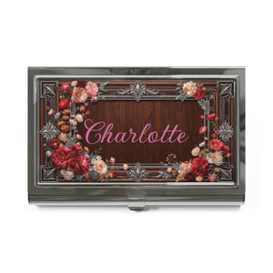 Floral Business Card Holder, Professional Accessory, Personalized Gift, Corporate Gift, Desk Organization, Office Decor