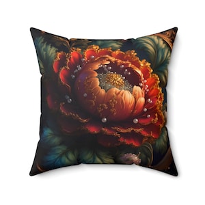 Floral Elegance Pillow | Cozy Home Decor, Flower Cushion, Elegant Living Room Accessory, Gift for Garden Lovers, Holiday Decor