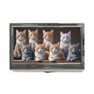 猫をテーマにした名刺入れ、楽しいオフィスアクセサリー、猫好きへのギフト、ネットワーキング用オーガナイザー、ユニークなペット愛好家向けアイテム
