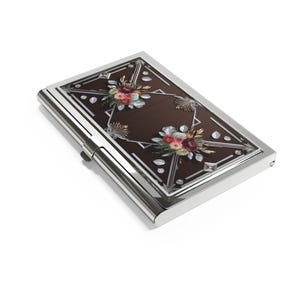 Visitenkartenhalter, Elegantes Blumen Vintage Kartenetui, Professionelles Geschenk. Schreibtisch Organizer, Florale Visitenkarten Geldbörse, Retro Karte