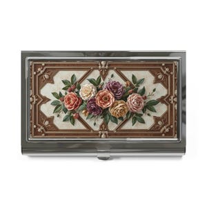 Eleganter Blumen Visitenkartenhalter, Vintage Design - Professioneller Organizer, Bürogeschenk - Blumen Schreibtisch Accessoires, Vintage Büro Dekor,