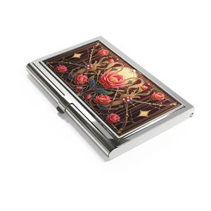 Magnifique porte-cartes de visite floral, élégant porte-cartes, cadeau de bureau, accessoire professionnel, organisation du bureau, design unique