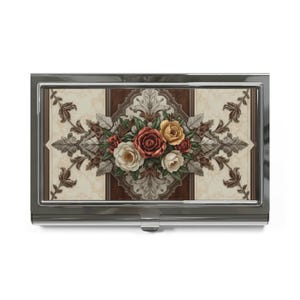 Porte-cartes de visite floral élégant, Porte-cartes floral, Porte-cartes professionnel, Cadeau d'entreprise, Organiseur de bureau