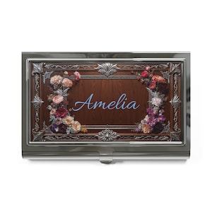 Porta biglietti da visita floreale, porta biglietti da visita personalizzato, organizer per ufficio, regalo professionale, elegante design floreale, biglietti da visita compatti