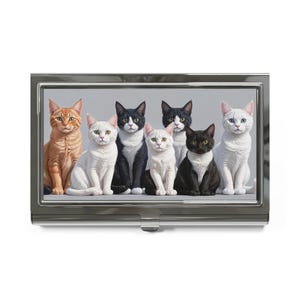 猫をテーマにした名刺入れ、猫好きの方へのギフト、かわいいオフィスアクセサリー、ペットオーナーへのギフト、ユニークなデスクオーガナイザー、猫好きの方へのプレゼント