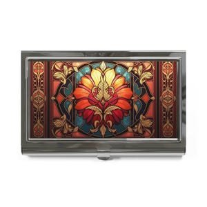 Porte-cartes de visite floral Art déco | Cadeau de bureau élégant, Accessoire professionnel, Décoration de bureau unique, Cadeau d'anniversaire, Networking