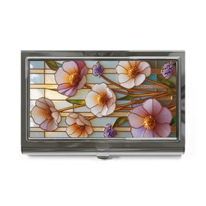 Tarjetero floral, accesorio de escritorio, elegante organizador de escritorio, decoración profesional, regalo para compañeros de trabajo.