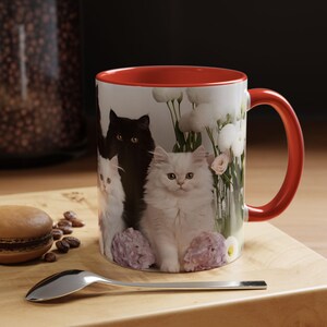 Adorable Cat-Themed Coffee Mug, Perfect for Cat Lovers, Gift for Pet Owners, Birthday Present, Home Decor, Floral Design