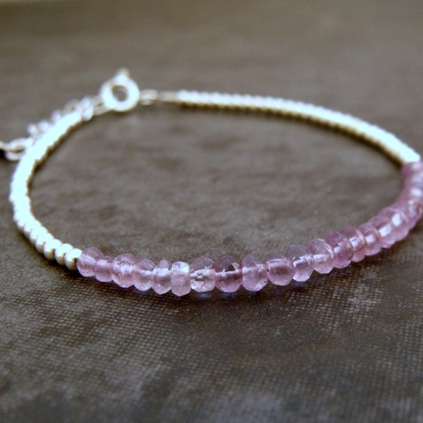 Lavender Amethyst Gemstone Sterling Silver Bracelet Gemstone Stacking Minimalist Bracelet Gift for Her