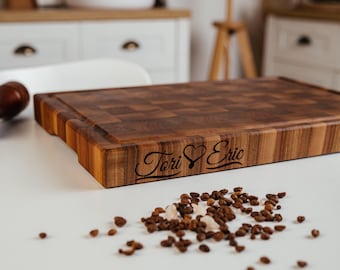 Personalized Walnut End Grain Cutting Board: Custom Engraved Butcher Block