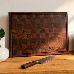 Personalized Walnut Wedding Cutting Board, Engraved Names and Date