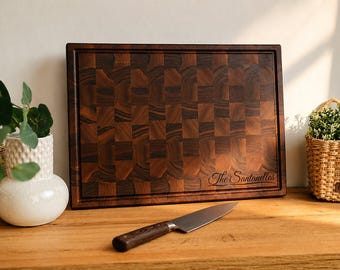 Personalized Walnut Wedding Cutting Board, Engraved Names and Date
