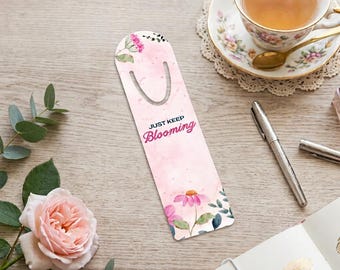 Watercolor Floral Bookmark | Inspirational Quote, Lightweight Aluminum Page Holder