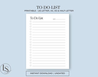 Minimalist To-Do List Printable | Daily Task Tracker (Digital Download)