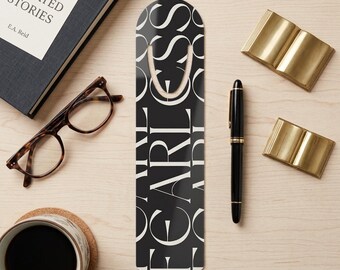 Aluminum Bookmark with Page Clip | Bold Typography "FEARLESS" Design | Minimalist Reader Gift