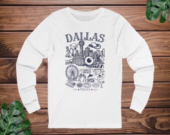 Dallas Skyline Graphic Tee, Texas Landmarks Collage Shirt, Local Pride Souvenir