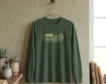 Islamic Alhamdulillah T-Shirt, Gratitude Long Sleeve Tee, Muslim Casual Wear