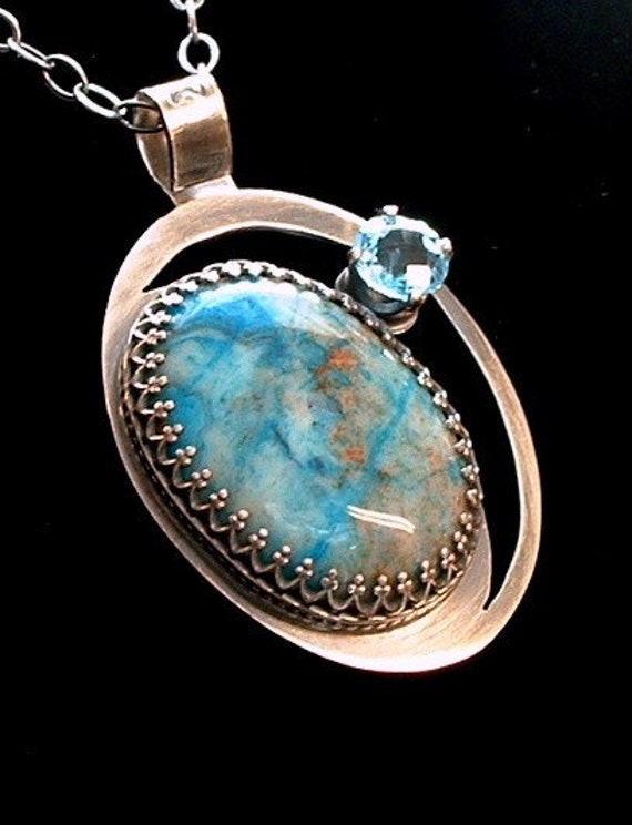 Crazy Lace Agate /& Sterling Silver Pendant Necklace