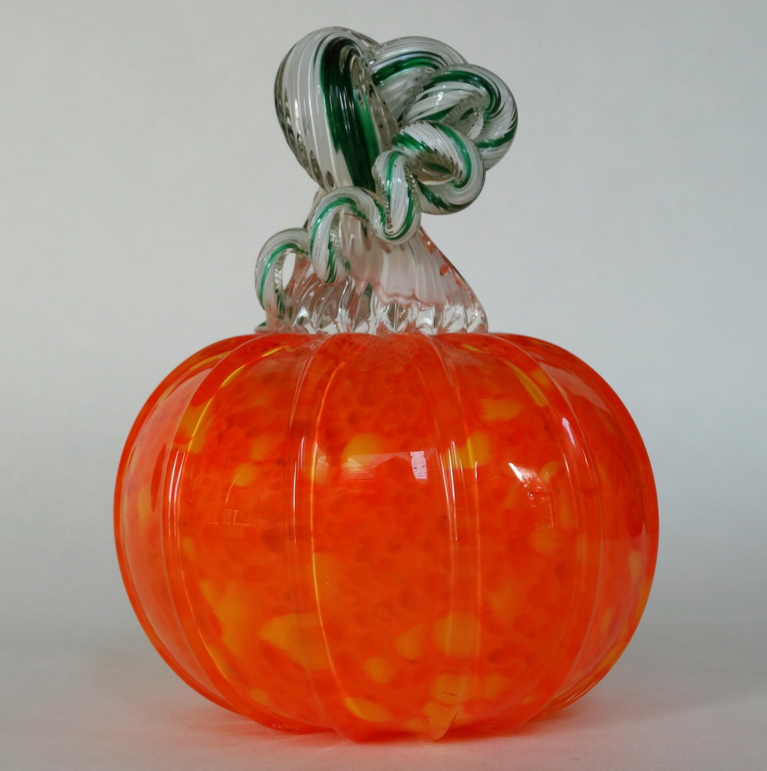 Hand Blown Glass Pumpkin Orange and Yellow Halloween Pumpkin | Etsy