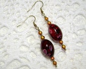 Artsy Earrings - Cherry Red Earrings - Red And Black Jewelry - Dangle Earring - E192