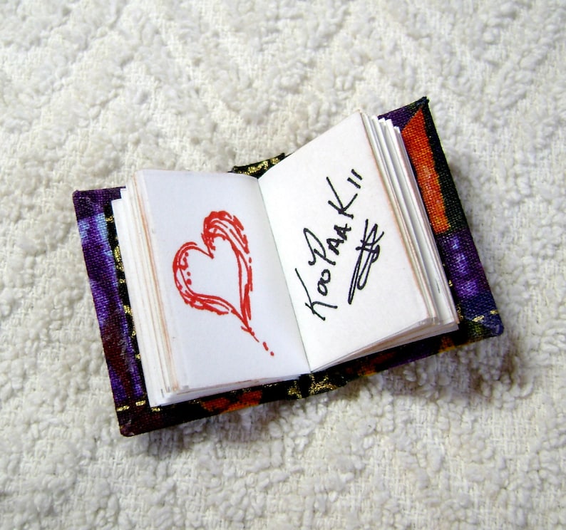 Book Pendant Book Journal Book Jewelry BN-228 Handmade Book Necklace Watercolor Fabric Handmade Book