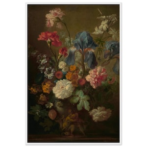 Jarrón de flores – Póster de Jan van Huysum con marco de madera y papel mate de calidad museística, 60 x 90 cm (24 x 36 pulgadas)