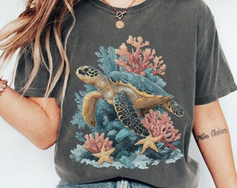Comfort Colors® sea turtle shirt, Ocean conservation tshirt, Nautical graphic tee