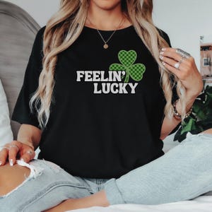 Feelin lucky shamrock shirt, St patricks day clover shirt, unisex st pattys day tee, Comfort Colors® clover tshirt, Oversized tshirt