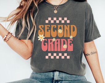 Retro Second Grade Teacher T-Shirt, Comfort Colors Tee