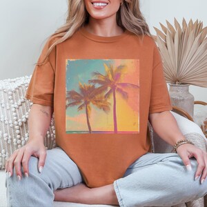 T-shirt rétro Comfort Colors® à motif palmiers, idéal pour les vacances à la plage tropicale. image 6