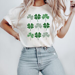 Distressed shamrock shirt, St patricks day clover shirt, st pattys day tee, Comfort Colors® clover tshirt, Oversized tshirt