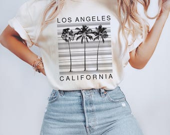 Los Angeles California Comfort Colors T-Shirt, Vintage Streetwear Palm Tree Graphic Tee
