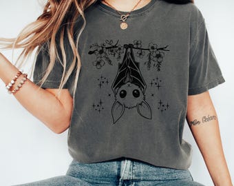 Comfort Colors Hanging Bat Shirt: Spooky Season Graphic Tee